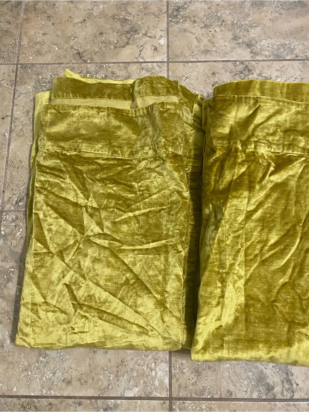 West Elm Velvet Blackout Peat Green Gold Luxurious Plush Curtain Panels  48x84